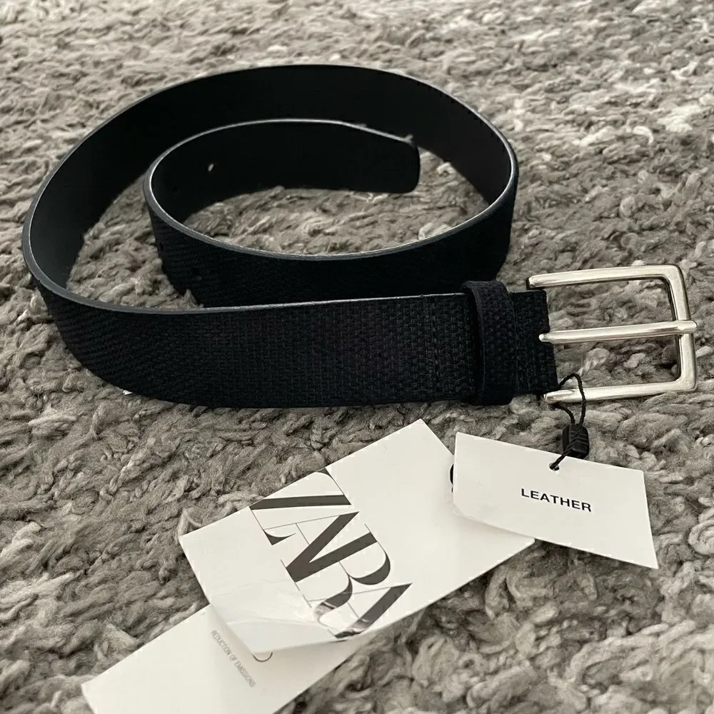 NWT Zara Embossed Men’s Leather Belt